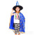 Halloween poncho children perform in a wizard costume in gold