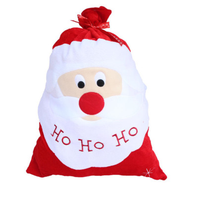 Embroidered head big Santa bag red gold velvet Santa HOHOHO gift bag