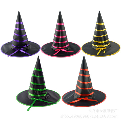 The Halloween witch hat wizard hat Halloween gift hat dance show headdress black ribbon hat