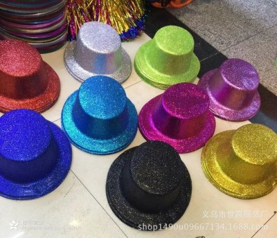 PVC gold powder flat hat fluorescent flat hat birthday party supplies