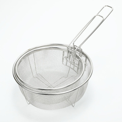 High Quality Stainless Steel Frying Basket round Frying Basket with Handle Factory Direct Sales
