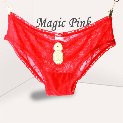 Underwear.N006.European and American foreign trade sexy women's panty.Magic pink half through lace hollow-out  lady's brief manufacturers wholesale