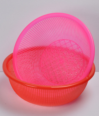 Round sieve plastic washing rice sieve fruit basket vegetable basket thickened durable colorful asphalt sieve dripping sieve water basket