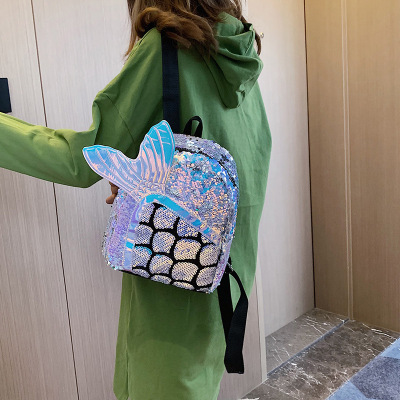 2019 New Laser Sequins Backpack PVC Laser Transparent Backpack Children's Trendy Sequin Backpack