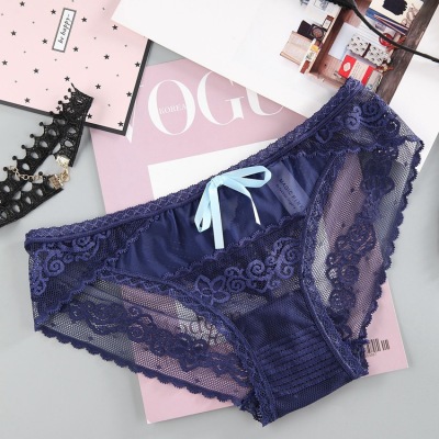 Underwear.9281.European and American magic pink lace panty. fantasy pink low-waisted women's bottom cotton brief 
