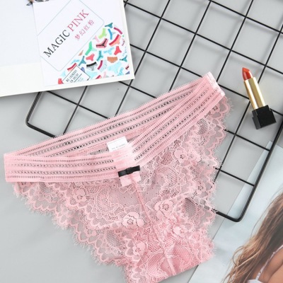 Underwear.9296.Europe and the United States magicpink lady brief, eyelash lace low waist comfortable women sexy panty.