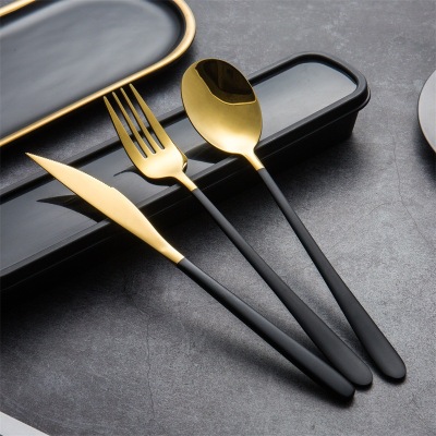 Stainless Steel 304 Korean Knife, Fork and Spoon Three-Piece Chopsticks Spoon Fork Portable Tableware