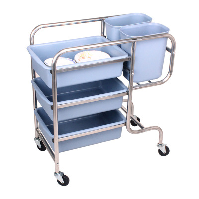 Boutique Restaurant Restaurant Bowl-Receiving Cart Dining Car Hotel Stainless Steel Mobile Meal Basin Plate Three-Layer Collection Trolley