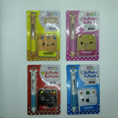 Stationery set with two-color ballpoint pen pad set with cartoon pad