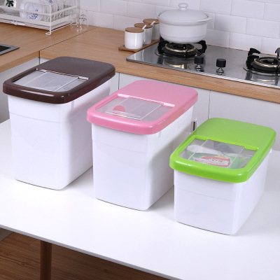 Kitchen storage sealed plastic rice bucket Ricer box large capacity with cover thickening multifunctional rice bucket Ricer box