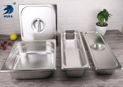 1/2 15cm Depth Food Grade Buffet Food Container, European Stainless Steel Gourmet Container