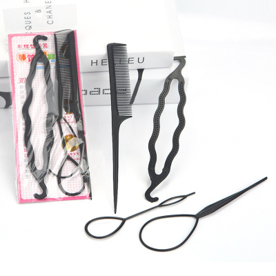 Korean Style Pattern Double Hook Hair Band Hair Puller Pin Hair Stick Pointed Tail Comb Suit New French Hair Tools