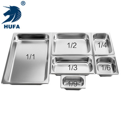 1/6 10cm American Stainless Steel Plate Buffet Tray Container Stainless Steel Buffet Tray Pot