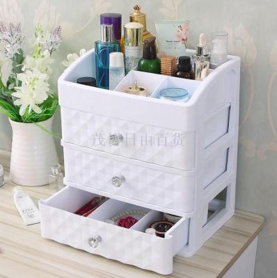 Table bathroom waterproof finishing box palace style classification shelf cosmetics storage box transparent dust-