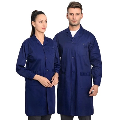 Blue Gown Work Clothes Men and Women Labor Protection Clothing Overclothes Warehouse Handling Work Clothes Long Sleeve Wear-Resistant Dustproof Long Unlined Long Gown