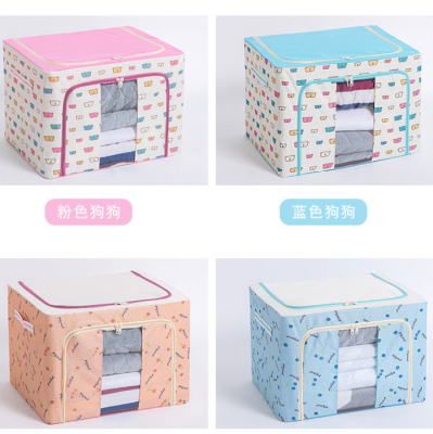 Large Clothing Box Storage Box Transparent Window Storage Box Steel Frame Storage Box 66L Oxford Cloth Quilt Storage Box