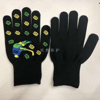 New comfortable and wear-resistant labor insurance gloves work fashion gloves thickened nylon dotted plastic gloves