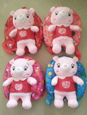 Pink bear kindergarten children schoolbag boy girl snack backpack cartoon cute backpack