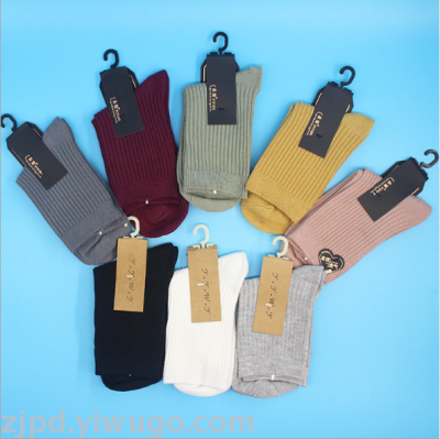 New 2019 double knit combed cotton stockings for ladies