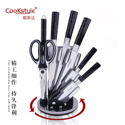 Acrylic rotary seat kitchen knife set 8 - piece stainless steel hollow handle knife set