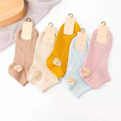 new type woman boat socks  solid color candy color double needle boat socks college style shallow socks cotton socks