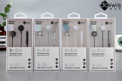 David Mei S-25 Earbuds Metal Heavy Bass with Microphone Tuning with Controller Phone Headset