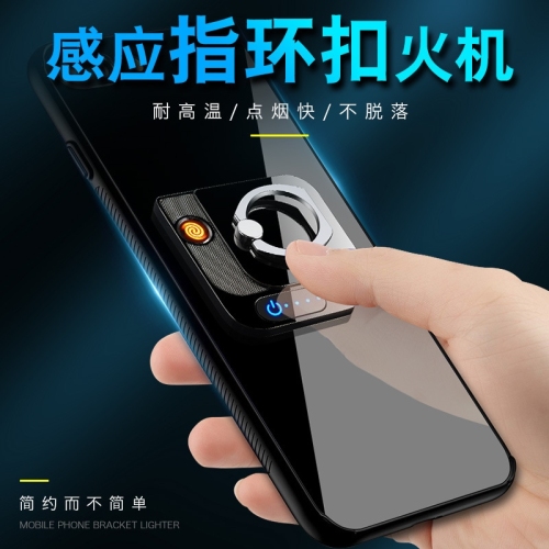 fs805 tiktok phone stand ring lighter creative induction charging ring mobile phone holder usb electronic cigarette lighter