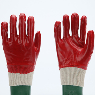 Manufacturers direct anti - oil, anti - acid - alkali protective gloves anti - slip, waterproof, anti - wear PVC protective gloves