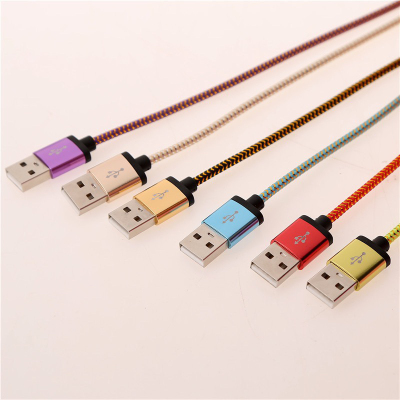 Gold wire braided charging cable metal quick charging data cable USB universal
