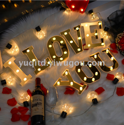 Letter lamp led gold digital English lamp decoration qixi valentine's day proposal to decorate props