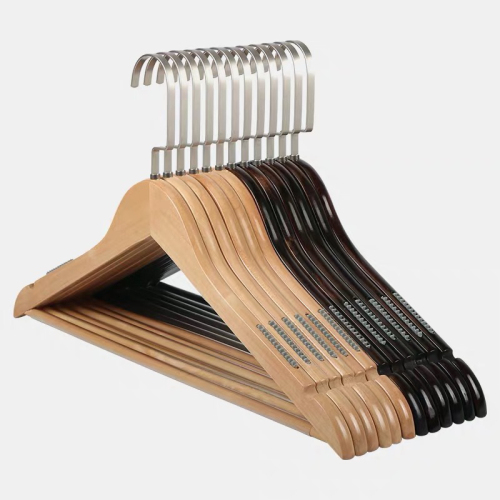 solid wood hanger pants rack 1.2cm thick retro natural color rack hanger natural color hanger engraved custom logo