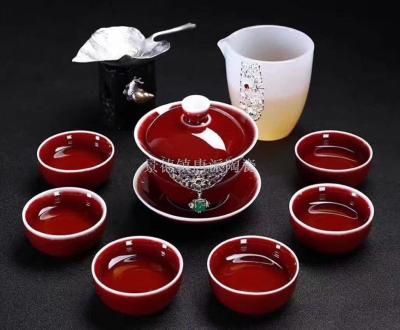 Tea set teacup teapot lang hong tea set ceramic cover bowl jingdezhen porcelain pot kung fu tea set tea tray tea caddy