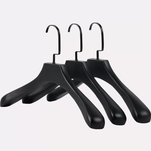 old black all black solid wood hanger matching pants rack clothing store hotel hanger