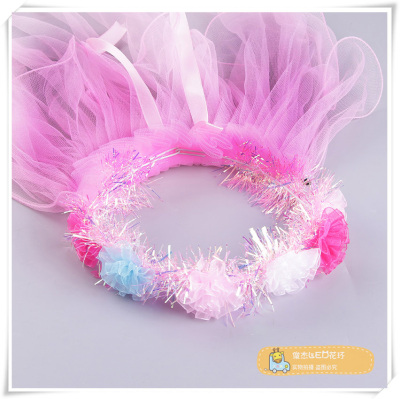 New children headband crown tiara princess lace flower headband magic wand combination set