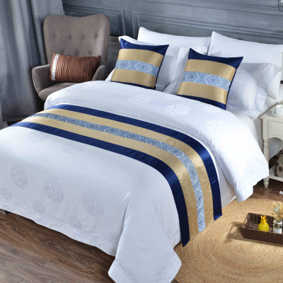 Polyester hotel bed runner hotel bed flag bed skirt cushion pillow