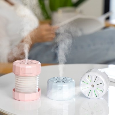 2019 New Grinding Wheel Humidifier USB Rechargeable Colorful Light Telescopic Water Tank Air Purification Mirror Humidifier