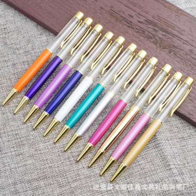 Manufacturer direct selling metal ballpoint pen creative DIY crystal into the oil into the empty tube pen can be customized color logo