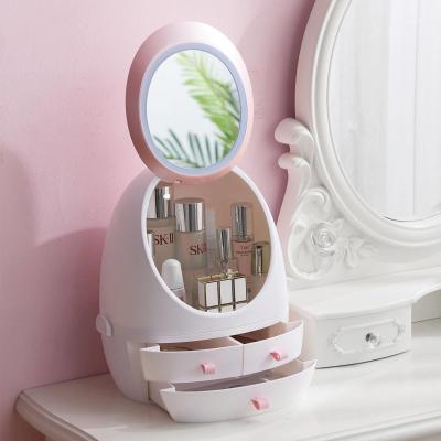 Internet Celebrity Cosmetics Storage Box Dustproof Penguin Drawer Cosmetic Mirror with USB Dressing Table Storage Rack
