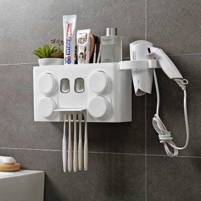 Multi - function wall - mounted toothbrush holder, bathroom toothpaste holder, toothbrush, brush holder, set the no - punch blower holder