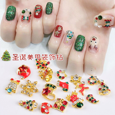 SOURCE Wholesale New Manicure Christmas Alloy Ornament Nail Patch Snowflake Bell Christmas Series Nail Rhinestone Sticking