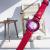 The new colored glass crystal face lady's shiny leather watch