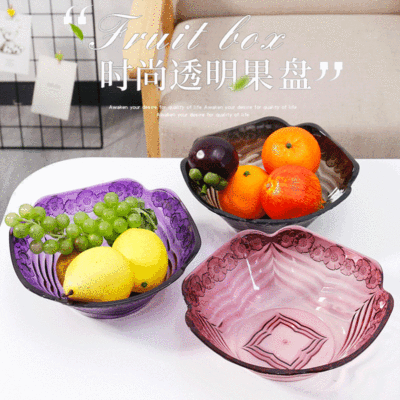 Transparent fruit tray living room tea table plastic candy tray office snack fruit floor stand