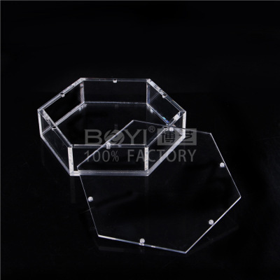 Acrylic hexagon display box wholesale plexiglass candy box storage box manufacturers customized