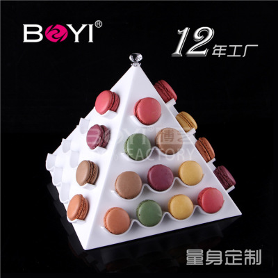 Customized bo yi white acrylic macaron display rack pressure gram cake support shelf