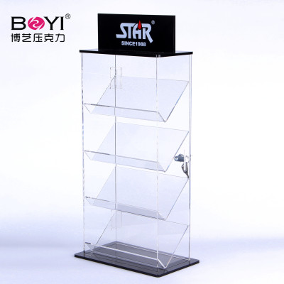 Customized display cabinet multi-layer lighter display rack transparent belt lock shelf plexiglass display rack Customized