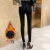 High-waisted jeans slimming for women black pantaloons winter 2019 new style with extra fleece high-waisted pants