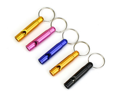 Aluminum alloy sport whistle with key chain high - pitched rescue whistle is suing the goods