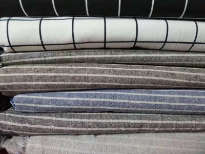 Cotton and linen yarn - dyed fabric handicraft fabric stripe
