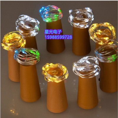 Factory Direct Sales Bottle Stopper Lighting Chain Led Copper Wire Decorative Light Crafts Bar Holiday Color Light Button Battery Light