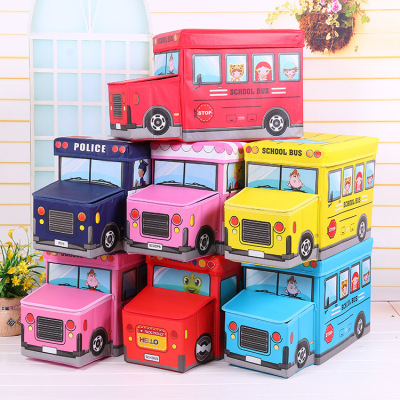 Folding cartoon car storage stool children's toy car head storage stool